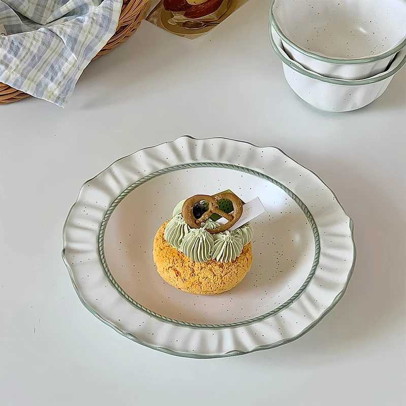 Luxury Sesame Dot Splash Ink Plate Simple Western Restaurant Pasta Deep Plates Ins Style Dessert Tableware He Patchwork Dining Disc Y251129