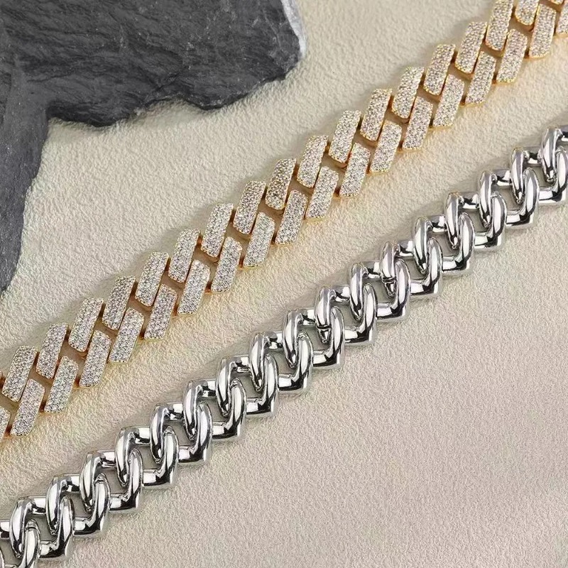 15mm Wide Vvs Moissanite Diamond Hip Hop Iced Out White Gold Cuban Bracelet