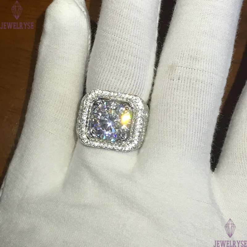 Stunning New Arrival Fashion Luxury Jewelry 925 Sterling Silver White Sapphire Round Cut CZ Zirconia Party Women Wedding Engagment Men Ring