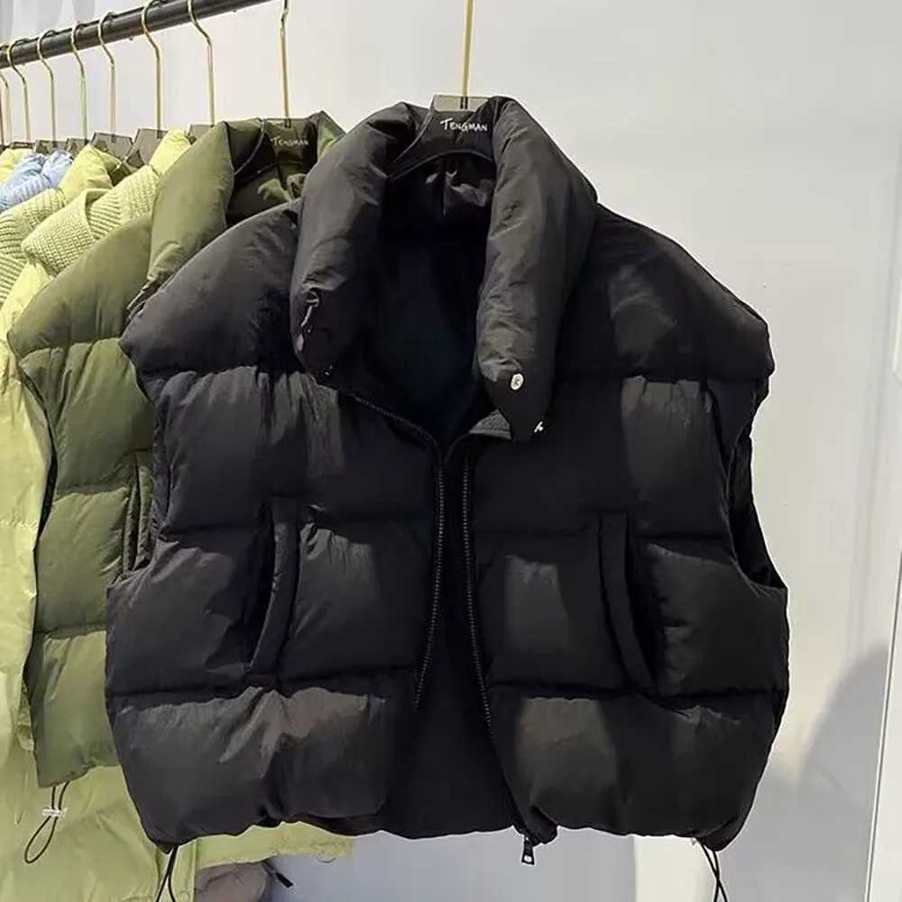 Casual Down Cotton Vest Jackets for Women Autumn Winter Thick Warm Sleeveless Short Coats Korean Style Stand Collar WaistcoatT251129