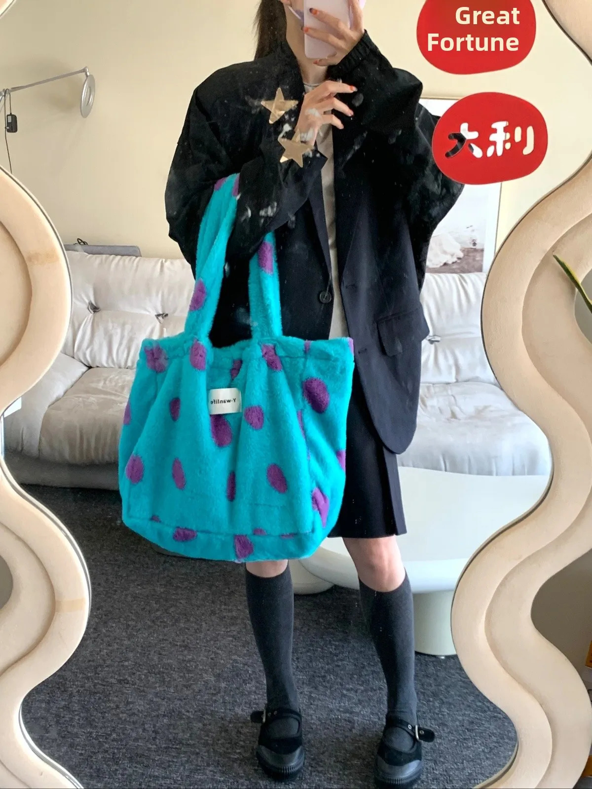 Pink Naughtin Leopard Soft Plu Tote Bag Large Capaci Bag Womens Handbag Sli Korean Sle Polyester Fiber251126