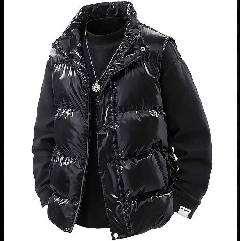 2025 Autumn Winter Man Down Vest Simple Solid Color Stand Collar Male Waistcoat Sleeveless Zipper Warm Lightweight Men CoatT251129