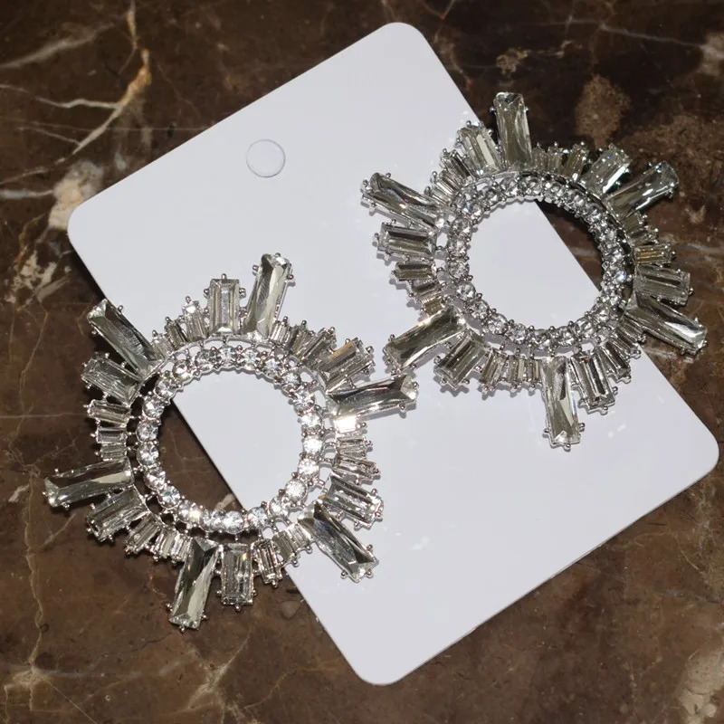 Fashion Women Shiny Rhinestone Sunshine Styles Dangle Earrings Jewelry Boutique Evening Dress Statement Earrings Accessories251128