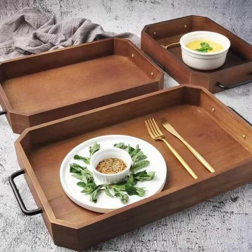 Food Trays Vintage Wooden Pallet Large Capacity Elegant Bread Tray Exquisite Eating Basket Kitchen Y251129