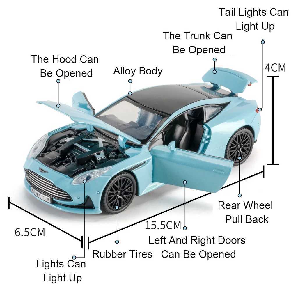 132 Scale Vulcan Safety Car DB12 Model Toy Metal Body Rubber Tires Sports Cars Models Sound Light Pull Back Toys Gift for Child J251129