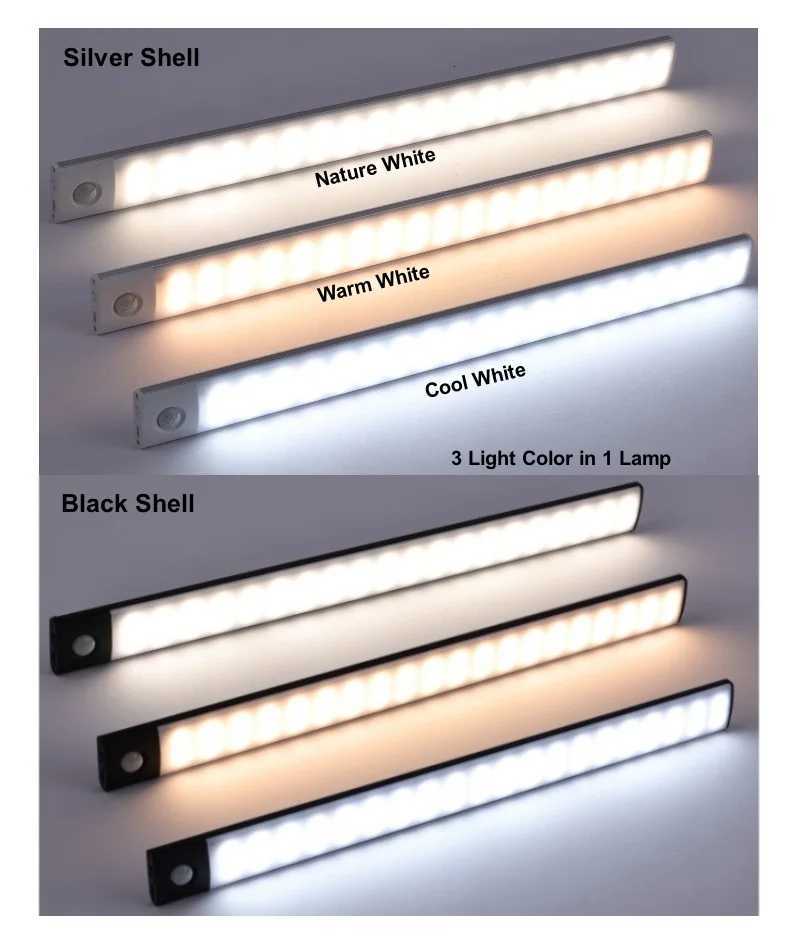 Ultra-thin PIR Motion Sensor LED Cabinet Light Wireless Portable USB Rechargeable Induction Lamp Room Aisle Detector Night Light M251129