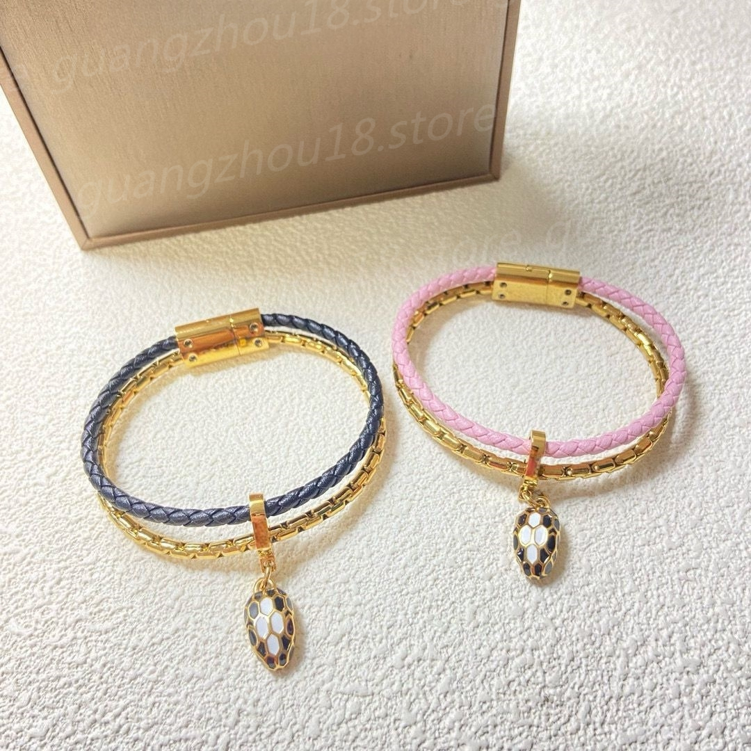 (plz choose colors according to the picture) Fashion Designer Bracelets Double Leather Rope Charm Bracelet Women's Jewelry Daily Style