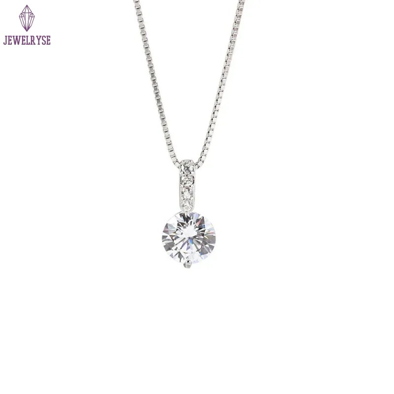 1CT Simple Fashion Diamond Pendant Sweet Cute Jewelry 925 Sterling Silver Soltaire White 5A Cubic Zircon Gemstones Party Beach Women Clavicel Necklace
