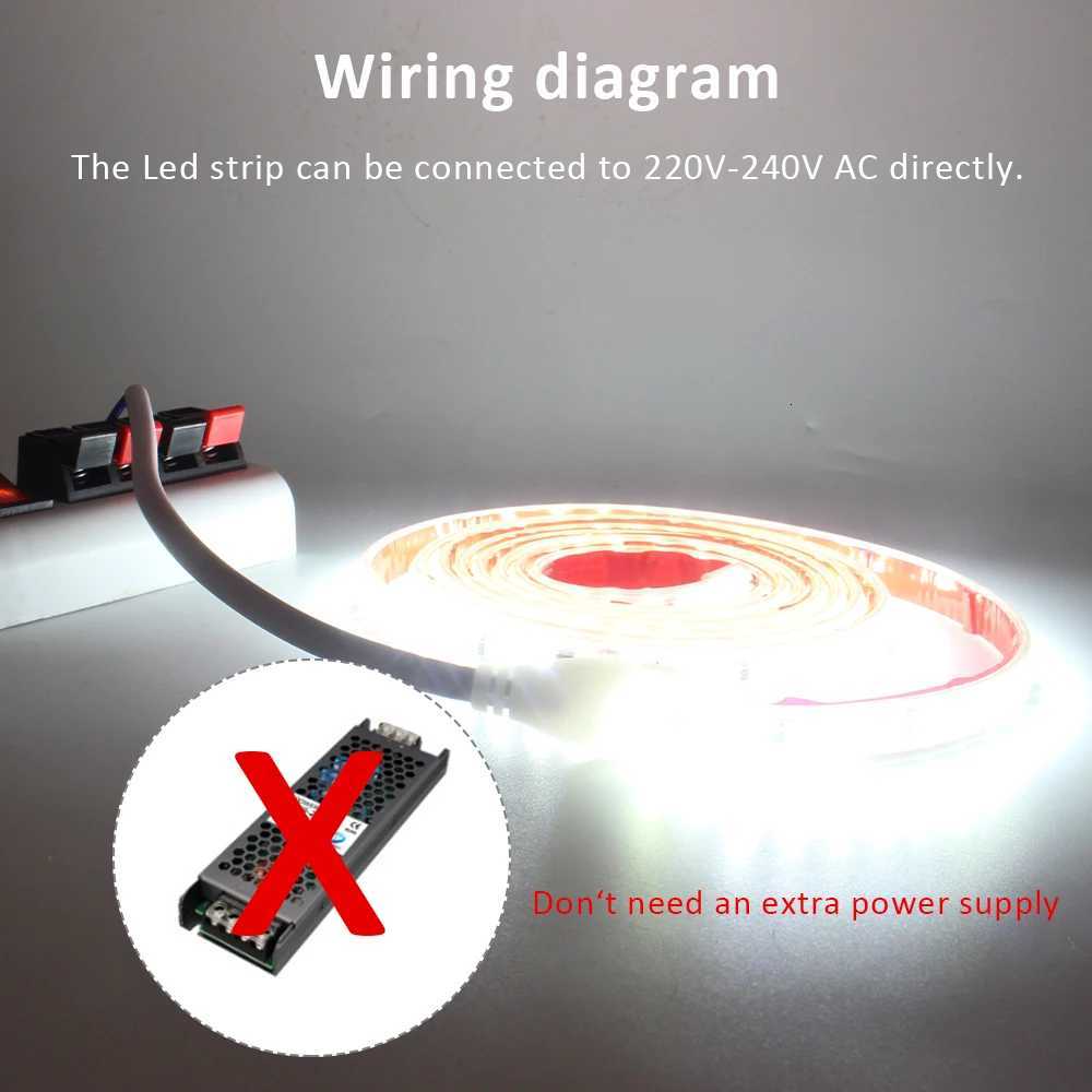 AC 220V 230V 2835 LED Strip Light Waterproof IP67 120LEDs/m Flexible Tape Lamp Warm Cold White 1M 2M 3M 5M 10M 20M Home Lighting M251129