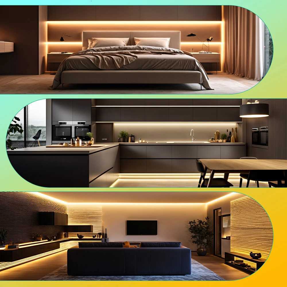 Dimmable CCT 576LEDs/m COB LED Strip Light Bluetooth Control 24V 2700K 4000K 5000K 6000K Power Kit for Home RA90 Linear Lighting M251129