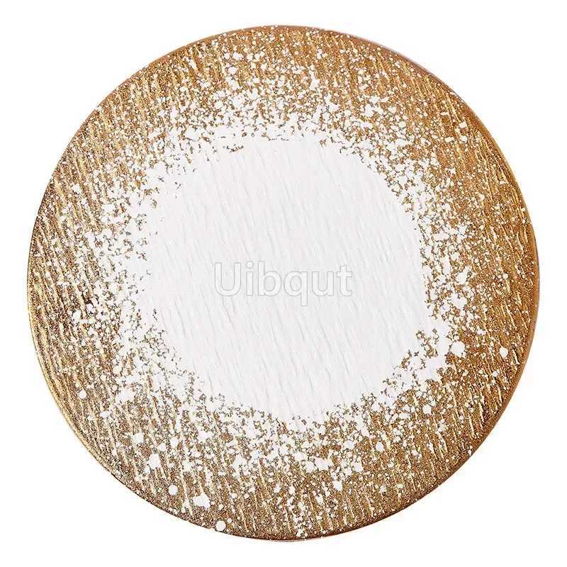 Luxury Golden Frosted Western-style Square Round Ceramic Flat steak Plate Kitchen Supplies Table Main Course Decorative Plate Cake Tray Y251129