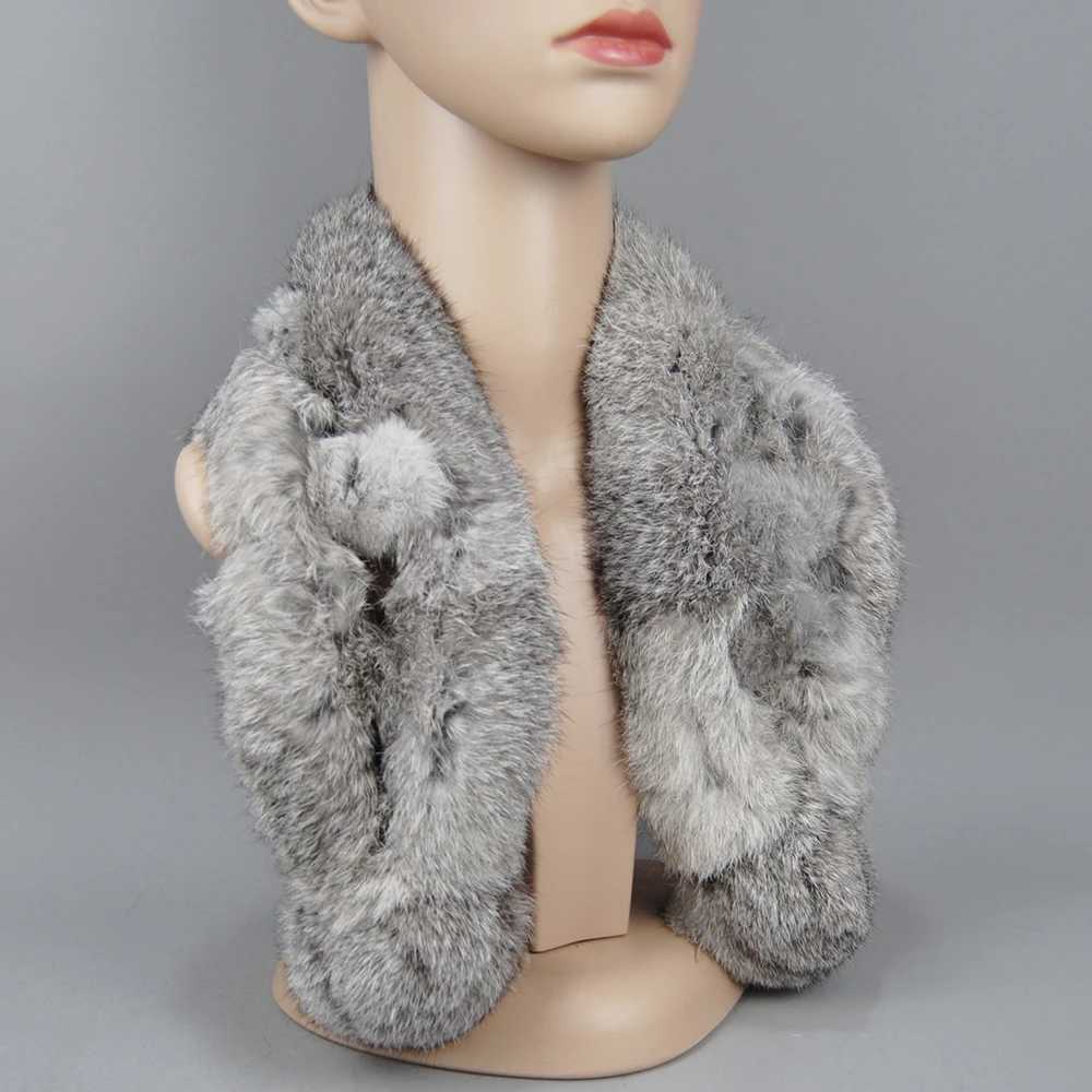 2025 New Russian Women Genuine Rabbit Fur Scarf Winter Ladies Warm Real Rabbit Fur Muffler Fluffy Pompoms Natural Fur ScarvesJ251129