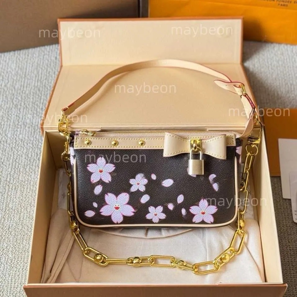 Shoulder Bags cherry blossoms Pochettes chain bag Murakami Takashi women handbag tote Shoulder underarm cherry bags Clutch wallet Hobo purses ladies Satchels bags