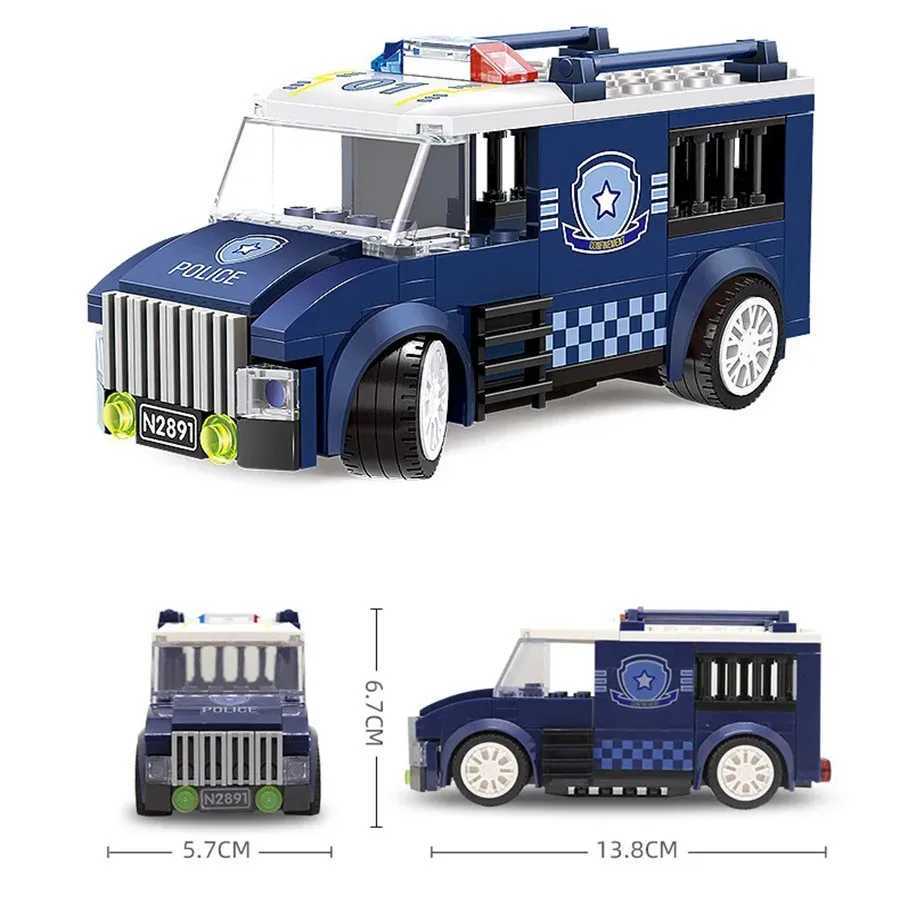 5 Style City Police Car Truck Engineering Vehicle Building Block Car Model Children Diy Bricks Set Toy Kids Gift J251129