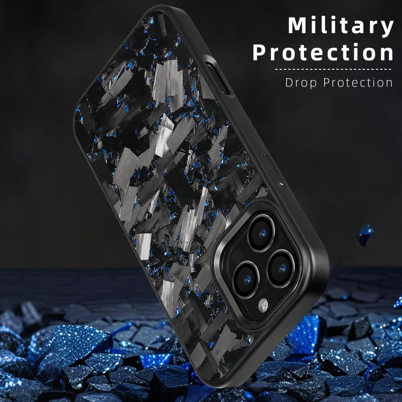 Metal black frame forged carbon fiber mobile phone case for iPhone16/15/14/13/11 pro max iPhone case gold green
