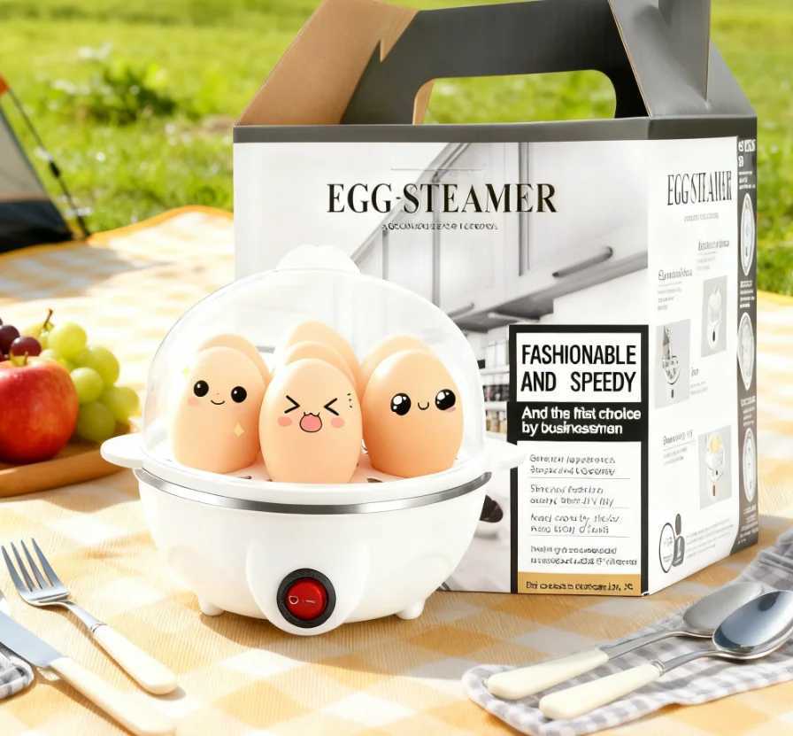1-Person Mini Egg Cooker Automatic Power off Multi-Functional Steamed Egg Boiled Egg Maker for Breakfast Home Kitchen Appliance C251129