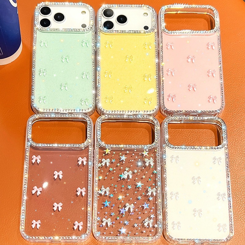 Bow Phone Case iPhone 17 Pro Max Compatible with Apple 16/15 Pro Edge Diamond Protective Case