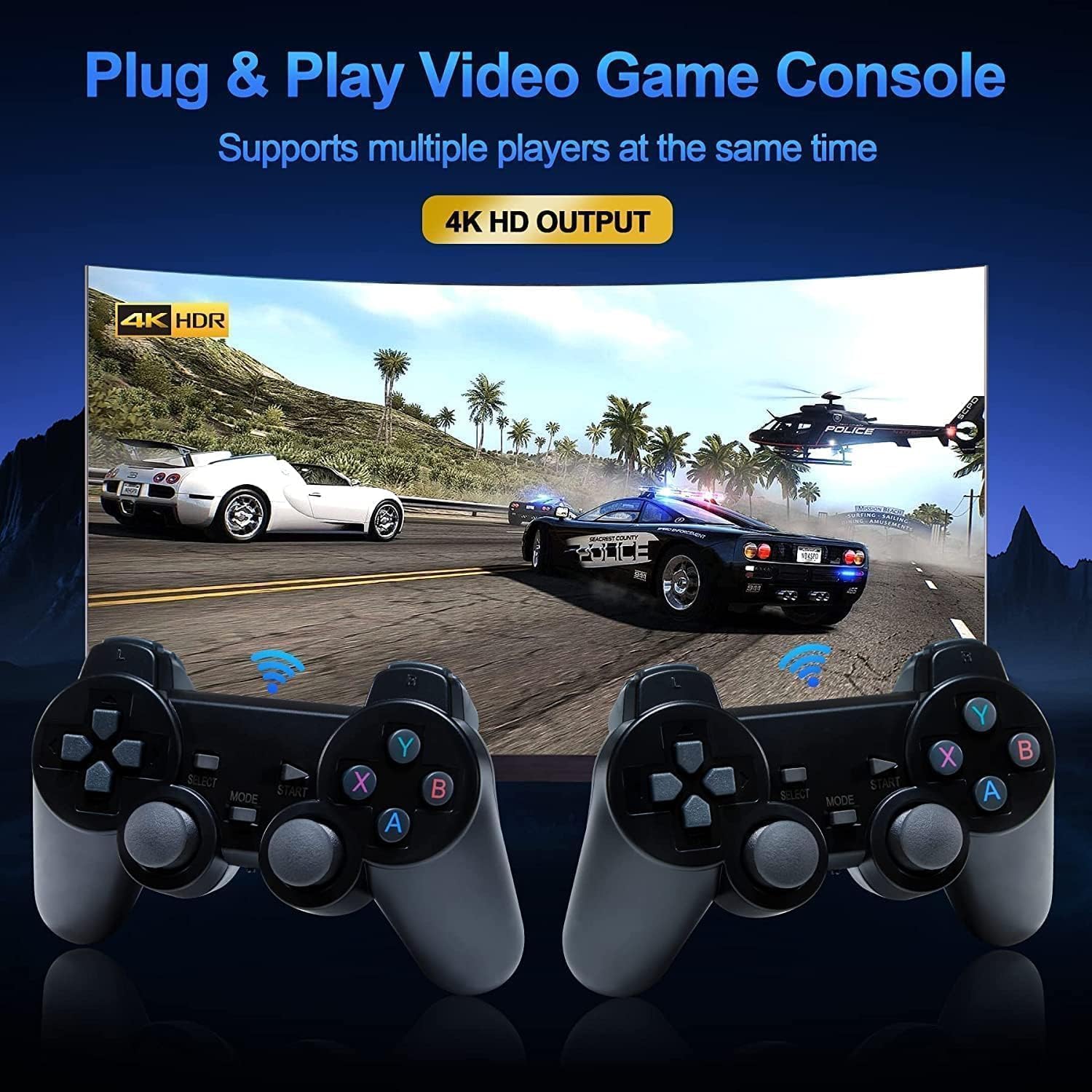 Retro Video Game Console, Mini Plug and Play Game Stick,Dual 2.4G Rechargeable Wireless Controllers, 4K HD HDMI Output,Nostalgia Stick Game ,Built in 