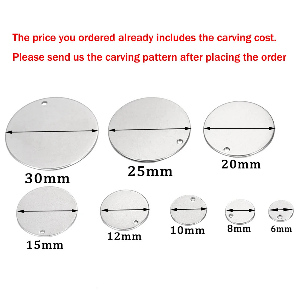 100 customized laser engraved stainless steel charm heart-shaped circular oval blank pendant dog tags for DIY jewelry making 250427