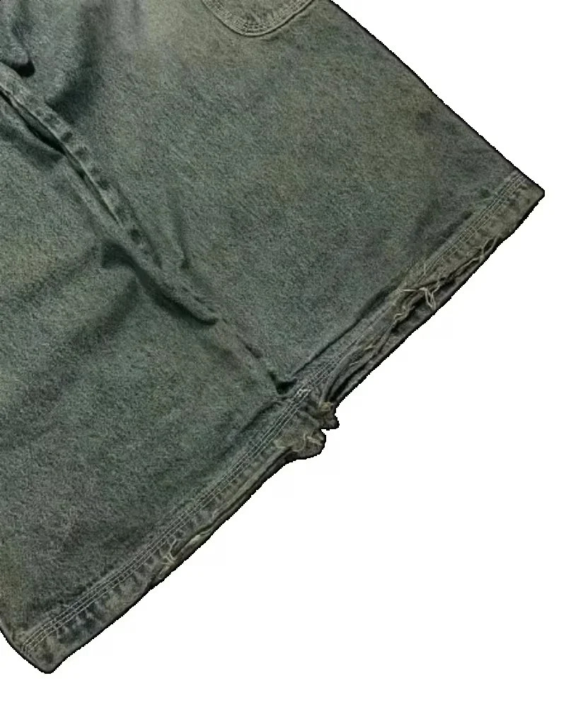 Street Y2K multi pocket letter embroidered transparent spotted jeans Harajuku womens casual clown straight wide leg jeans couple jeans 250422