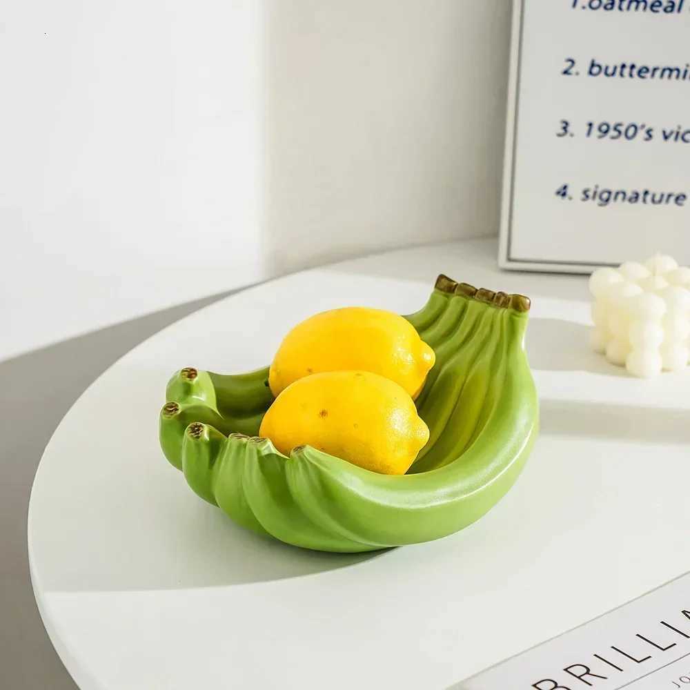 New Home Container Entrance Key Storage Banana Shaped Storage Tray Ceramic Fruit Tray Snack Tray Living Room Desktop Storage Y251129