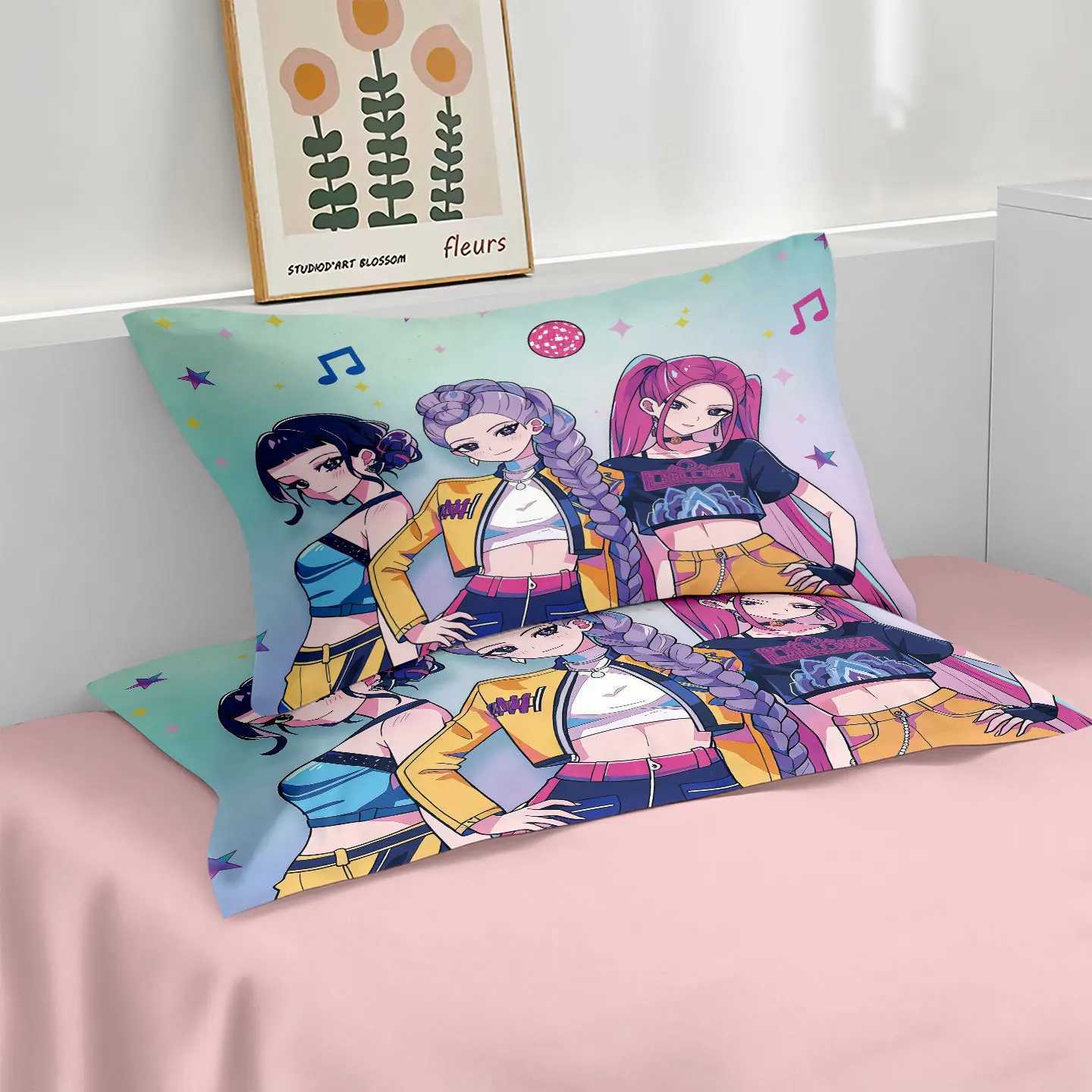 3pcs Kpop Demon Hunters Theme Duvet Cover Set EU Single Size Bedding Sets Quilt Cover Duvet Cover for Kids Adults k pop Huntrix W251128