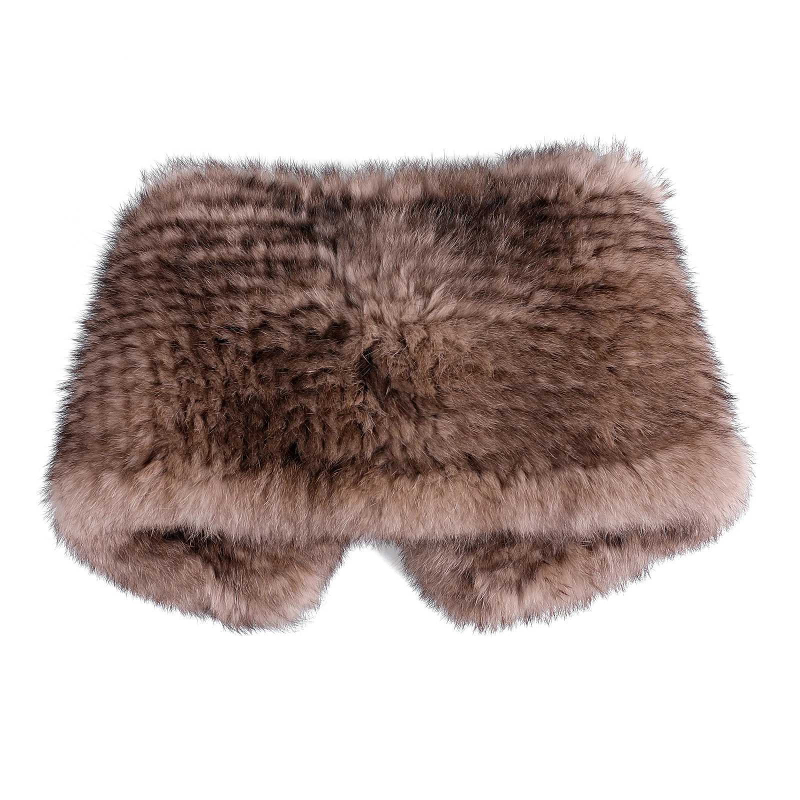 Womens Winter Scarf Neck warmer Genuine Rabbit Fur Knitted Wraps and Shawls Furry Stole Shoulder capeJ251129