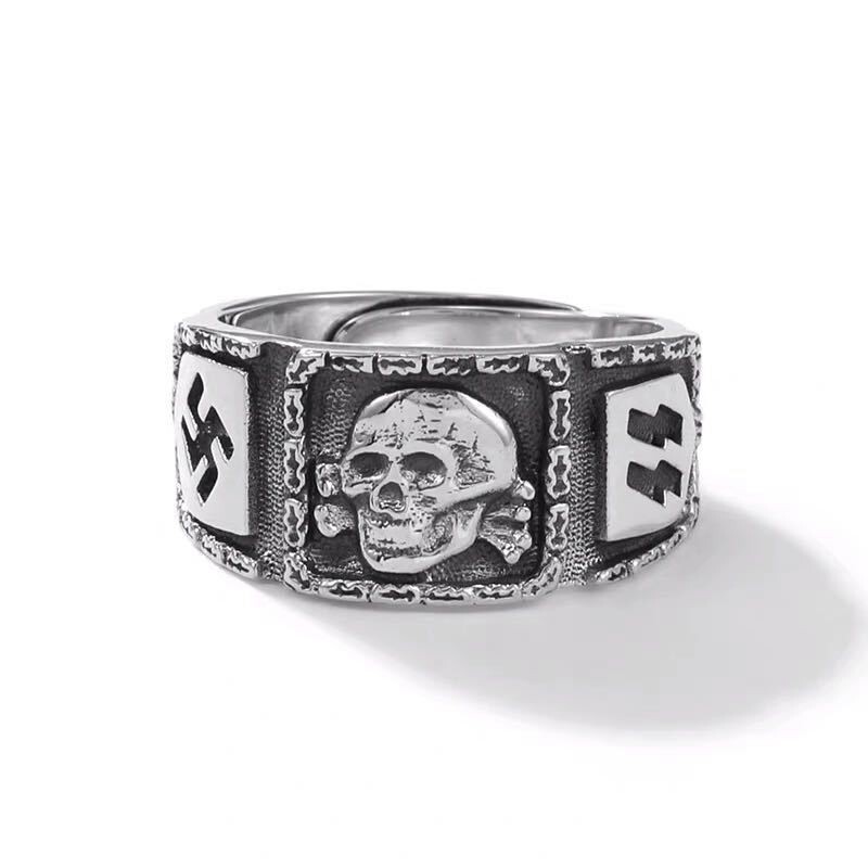Designer Ring Retro Skull Men's Ring Thai Silver INS European and American Style Personalized Fashion Cool Disco Open Ring