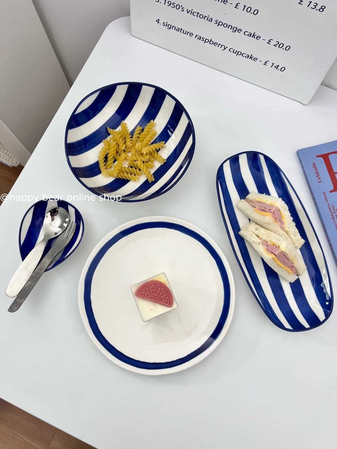 Luxury Korean Style Vintage Ceramic Tableware Set Simple Daily Household Breakfast Bread Plate High Quality Restaurant Soup Bowls Y251129