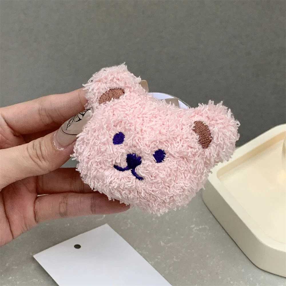 Korea 3D Cute W Plush Bear for Magnetic Phone Griptok Grip Tok Stand for IPhone Wireless Charging Holder Bracket Ring Y251129