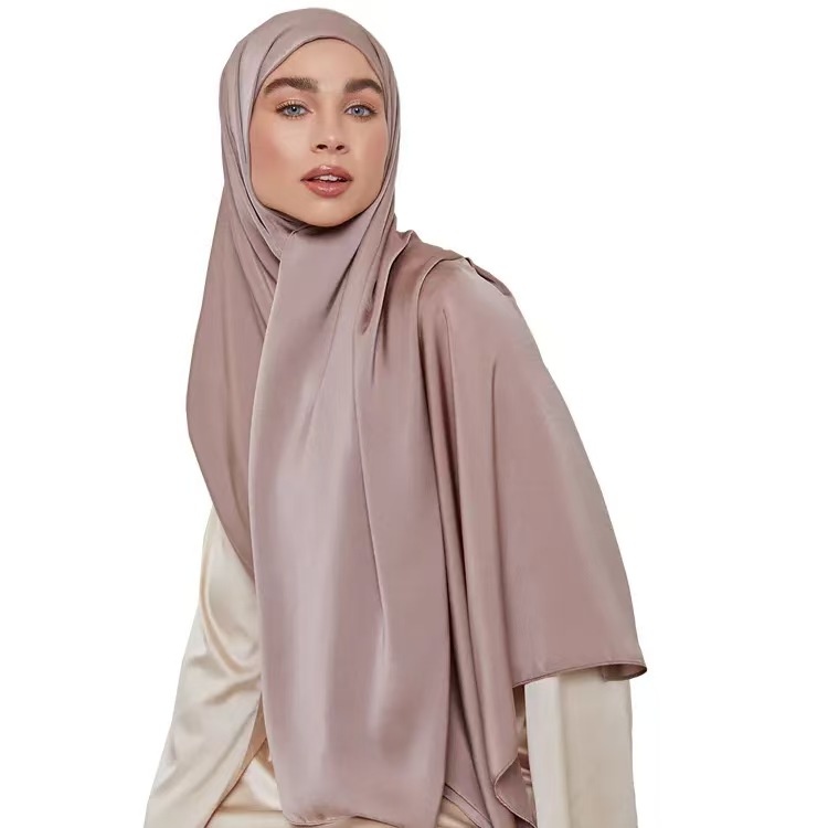 K568 New imitation silk crepe satin scarf feels soft Imitation satin scarf bullet solid color headscarf long scarf