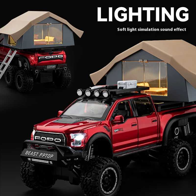 124 Raptor Pickup Truck Model Removable Simulated Alloy RV Off-road Toy Car With Sound and Light Boys Birthday Gift J251129