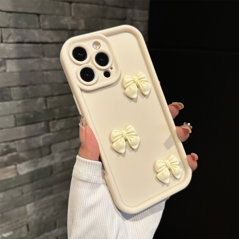 Bowknot Phone Case Compatible iPhone 17 Pro Max Full Coverage Apple 16/15 Matte Creative Shockproof Cover