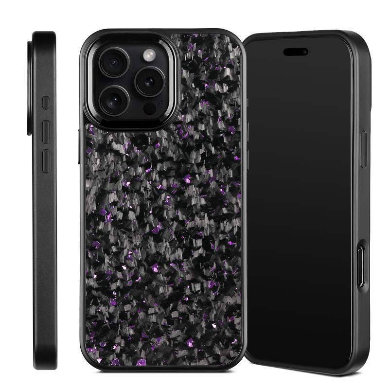 Black Metal Button Carbon Fiber Phone Case for iPhone16 Pro Max 15 Apple 14 13 12 Forged Carbon Fiber
