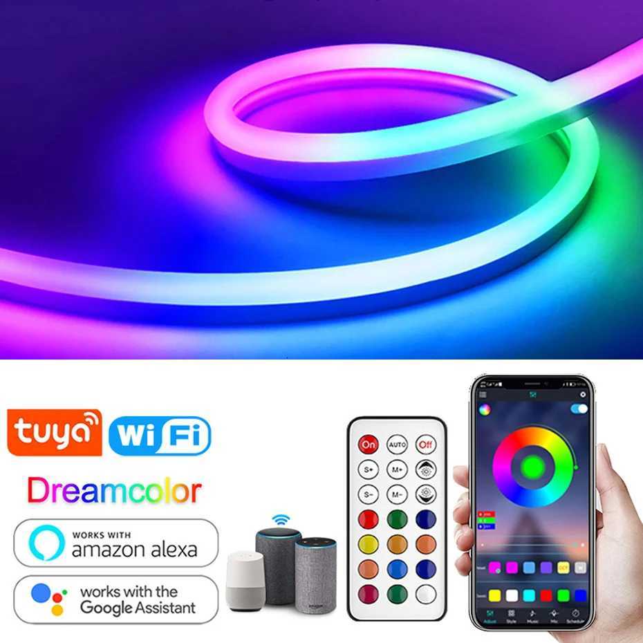 Tuya Smart LED Neon Rope Lights RGBIC DC12V WiFi/Bluetooth/Remote Control RGB Chasing Strip Tape Waterproof Outdoor Lighting M251129