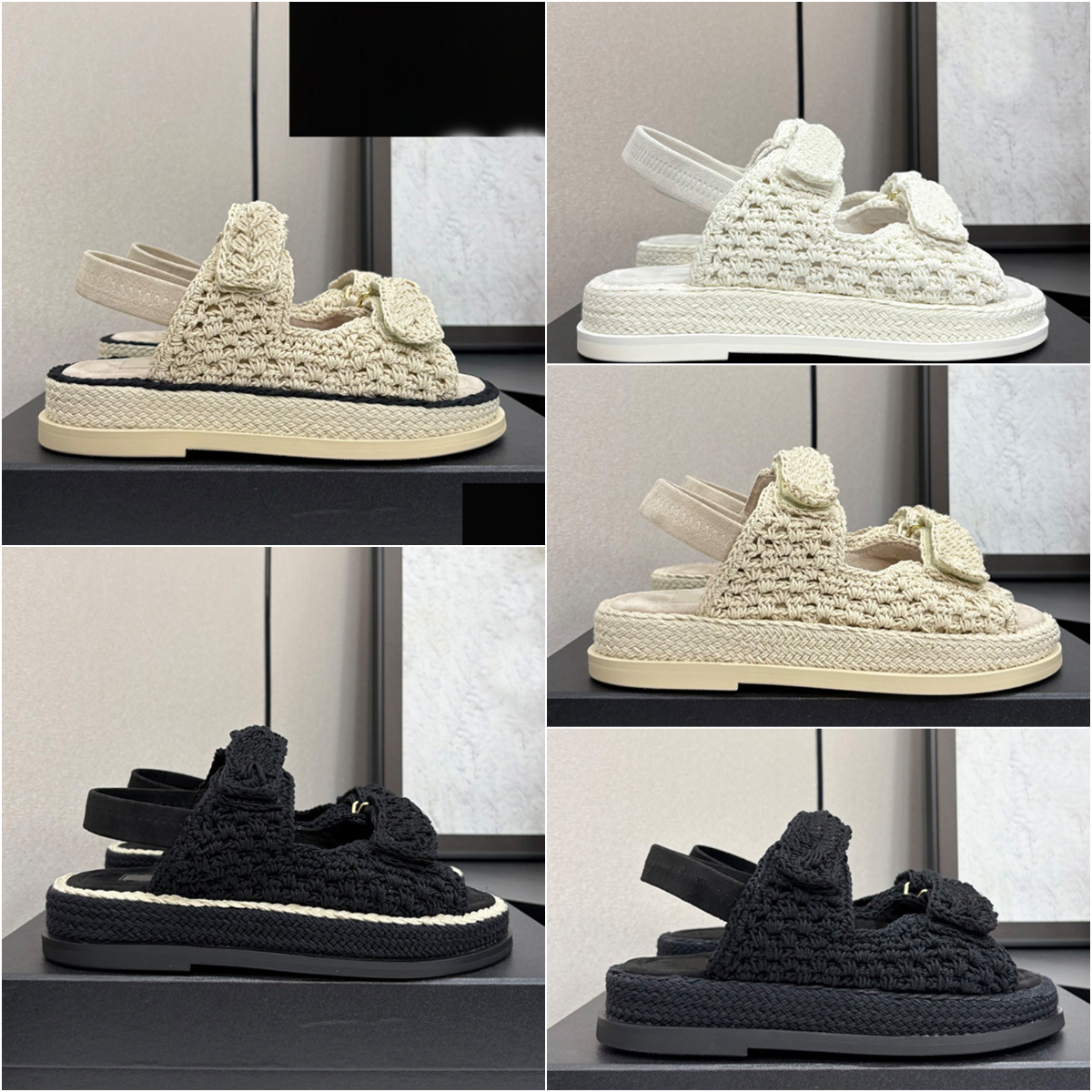 Crochet crochet sandles womens beach sandals dad sandals designer women platform sandale hollow out luxury summer women shoes open toes sandalias Elastic band