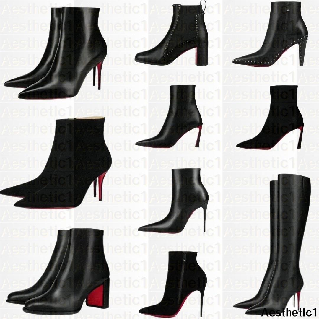 designer Heels Boots Women Dress Shoes Leather Suede Shiny boots Stiletto Genuine Leather Woman Boots with Dust Bag Size 35-43