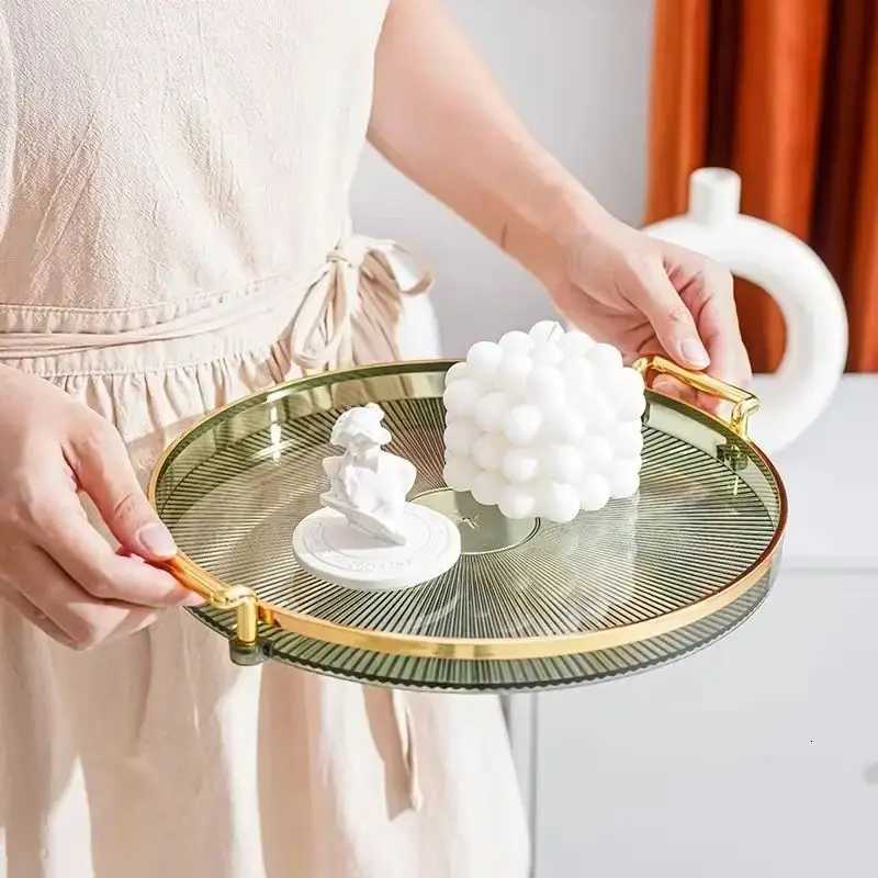 Round Storage Tray Home Living Room Coffee Table Tea Cup Storage Plate Acrylic Tray Aromatherapy Organizer Tray Home Decor New Y251129