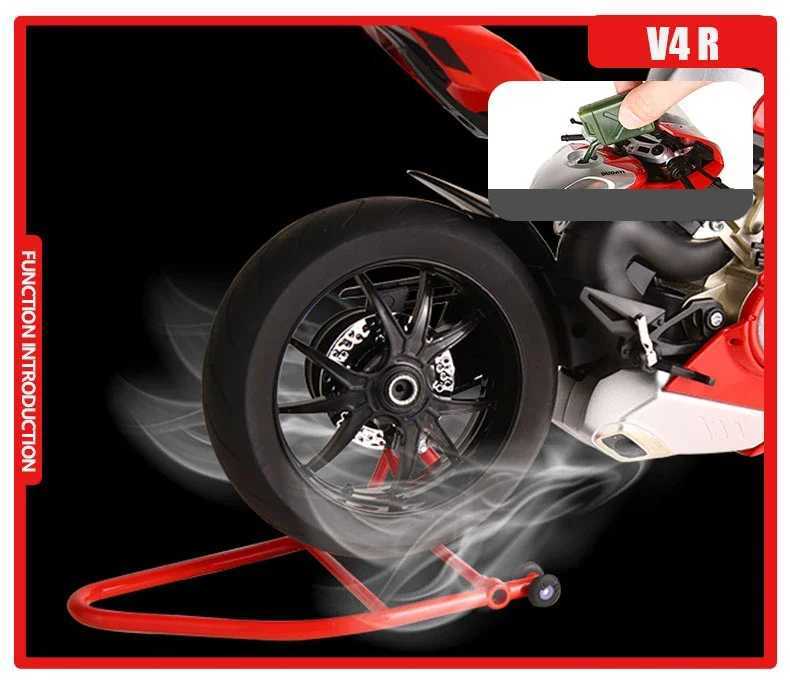 Spray 16 Ducati V4S 1/9 H2R Racing motorcycle Alloy Diecast Model Car Sound And Light Dynamic ornaments decoration Collection J251129