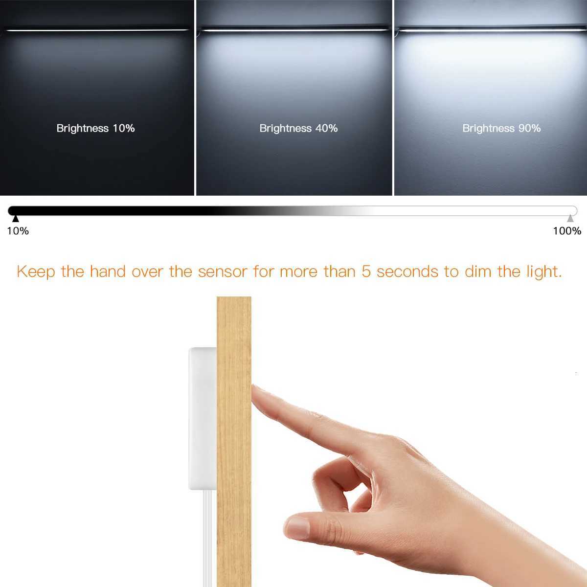 Motion Touch Sensor LED Lights Wireless Light Penetrable Wood Aluminum Bar Light Cabinet Wardrobe Lamp Backlight For Kitchen M251129