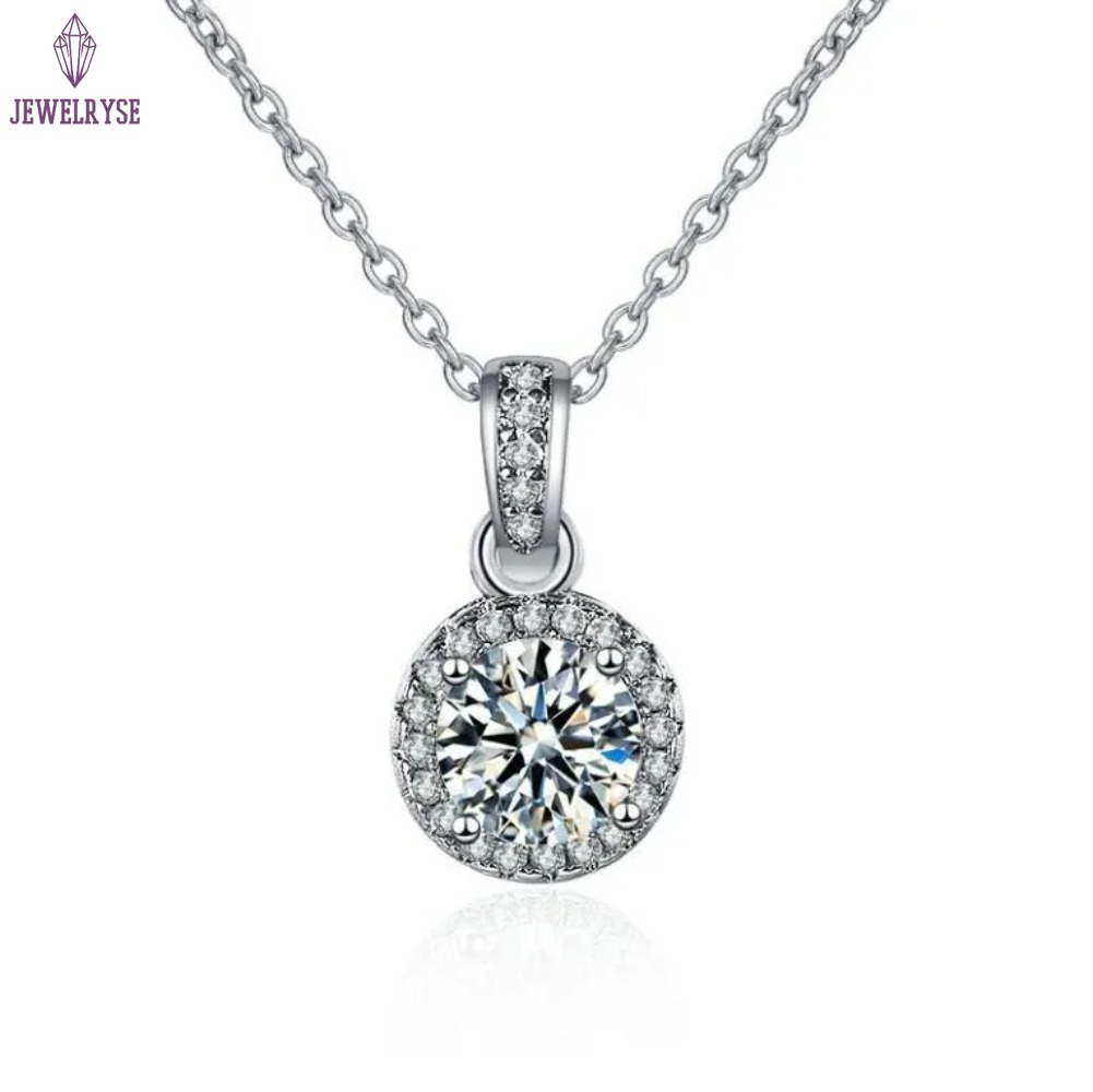 Ins Top Sell Wedding Jewelry Sets Ladies Jewellery 925 Sterling Silver Round Cut White Lab Moissanite Diamond Clavicel Necklace Stud Earring Women Rin