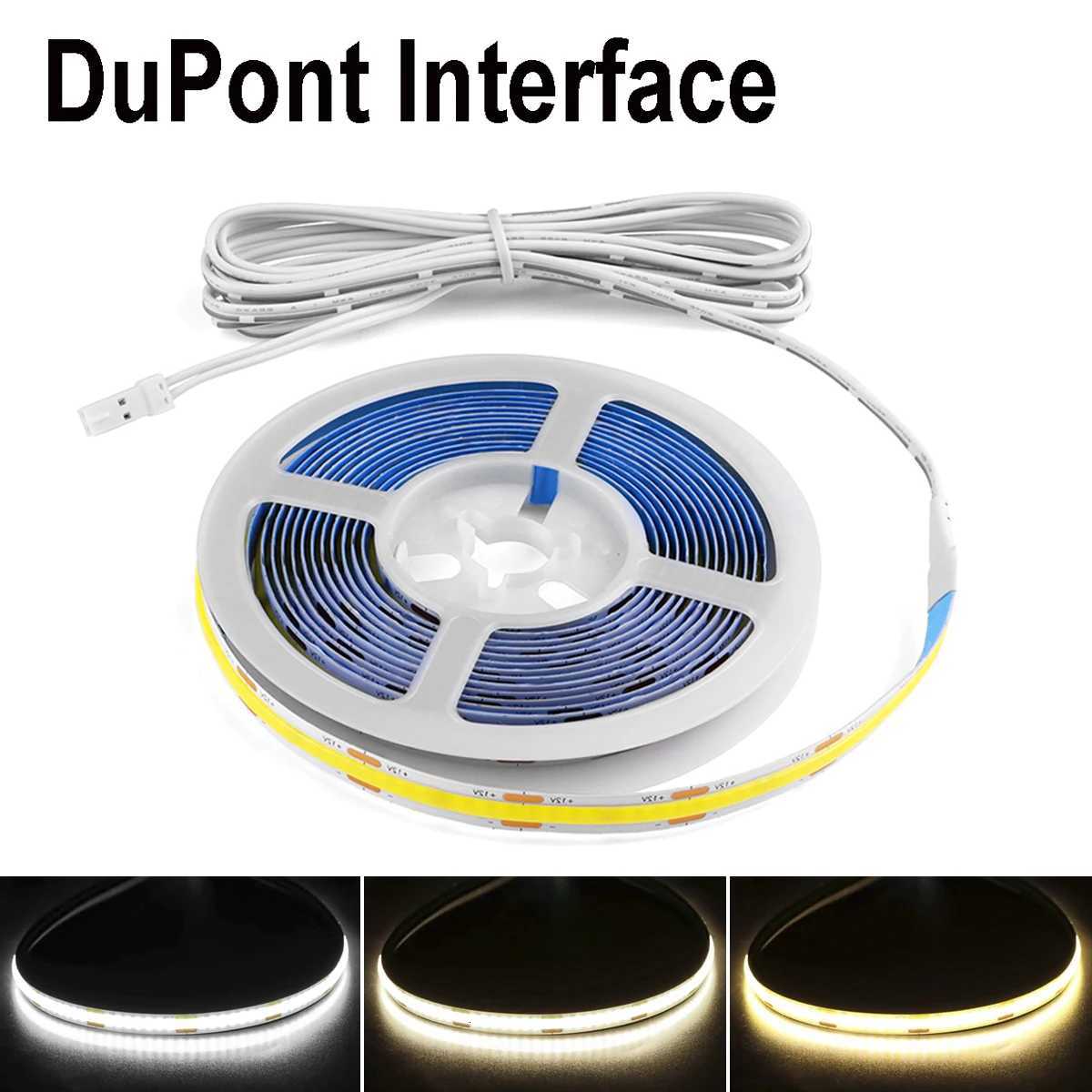 DC12V DuPont LED Light Cob Strips 1m -5m with 2M Cable Wire Under Cabinet Light for Centralized Control Lamp Kitchen Lighting M251129