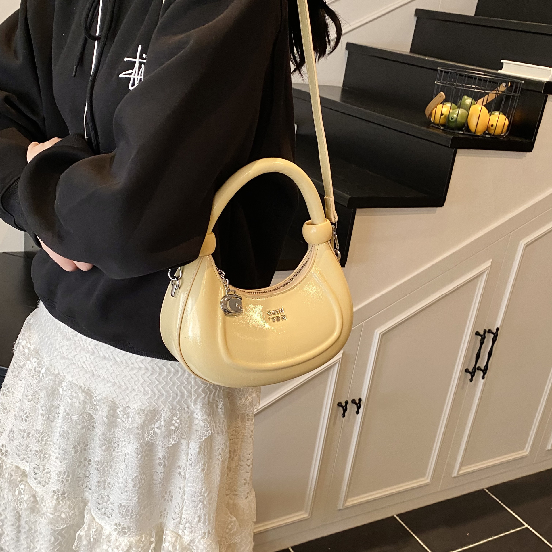 2025 Summer Designer Crescent Moon Bag - Luxury Women's Crossbody Tote with Adjustable Strap & Free Shipping