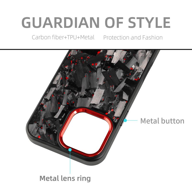 Color Metal Frame Forged Carbon Fiber Phone Case For iPhone16/15/14/13/12 Pro Max 13 Apple 15 13 Pro