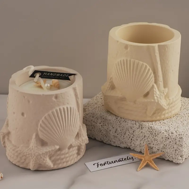 Marine Shells Starfish Storage Jars Cement Gypsum Silicone Molds Scented Candles Cups Decorative Ornaments, DIY Handicraft