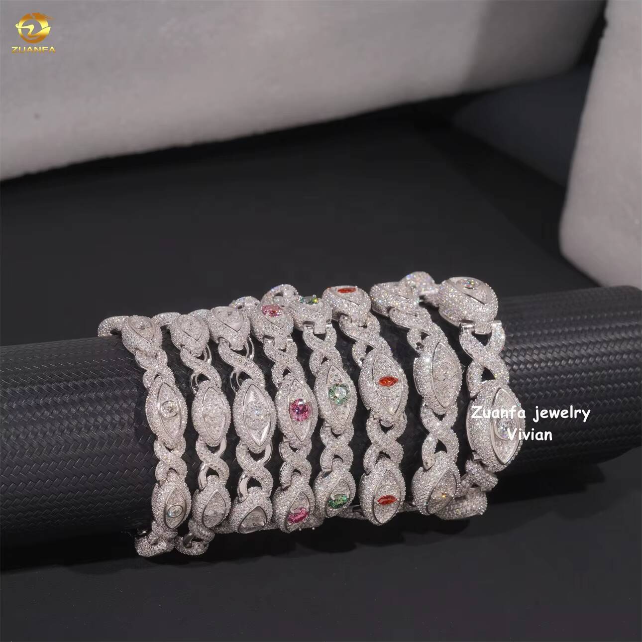 D Color VVS Moissanite Diamond Luxury Miossanite Hip Hop Fine Jewelry Sterling Silver 925 Miami Cuban Link Chain Bracelet
