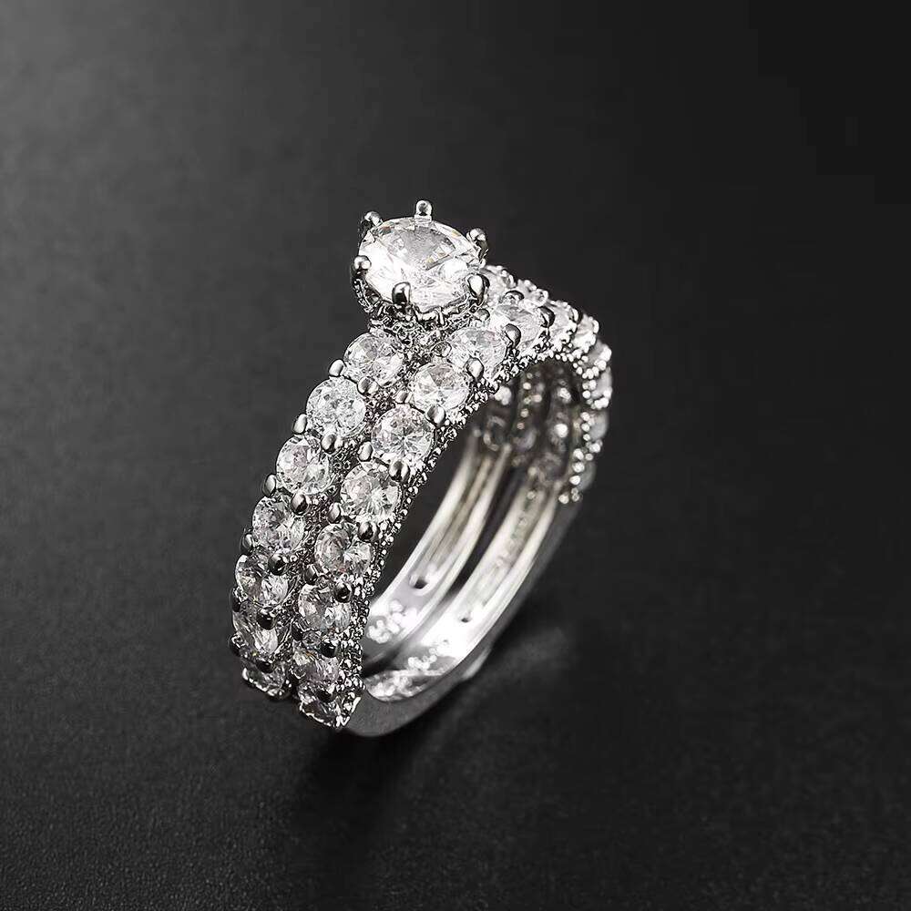 European and American Women Engagement Wedding fashion Full Couple Ring Free delivery