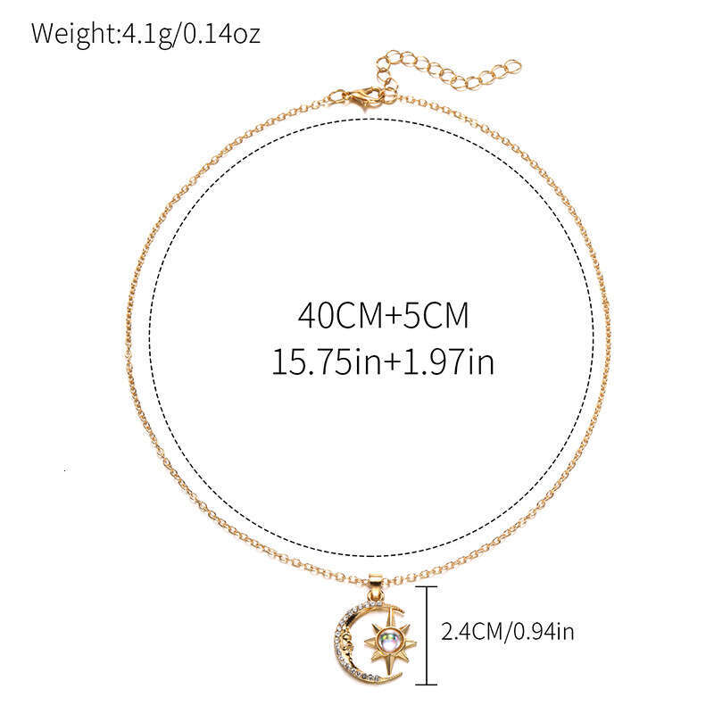 2024 fashion jewelry with moon pendant niche water dia octagonal star necklace for women