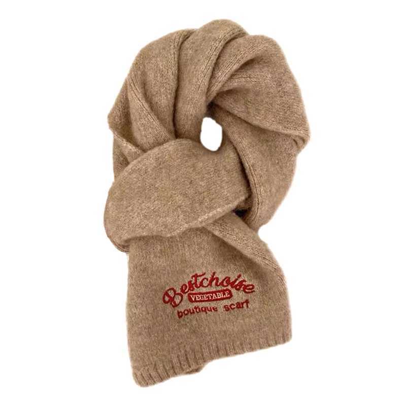 Winter Warm Scarf For Women Fashion Letter Knitted Wool Yarn Neckerchief Muffler Female Shawl Neck WrapsJ251129