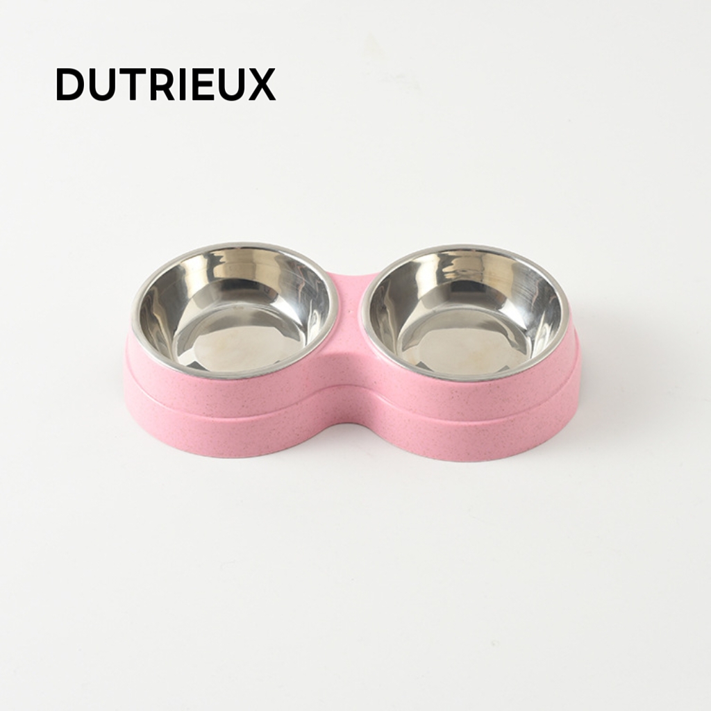 H1627 Double water bowl for pets, stainless steel dog food bowl, cat and dog water feeder in one.